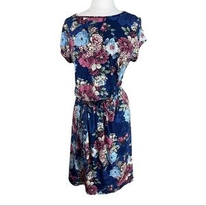 My Bump Floral Maternity Dress Navy Ruching